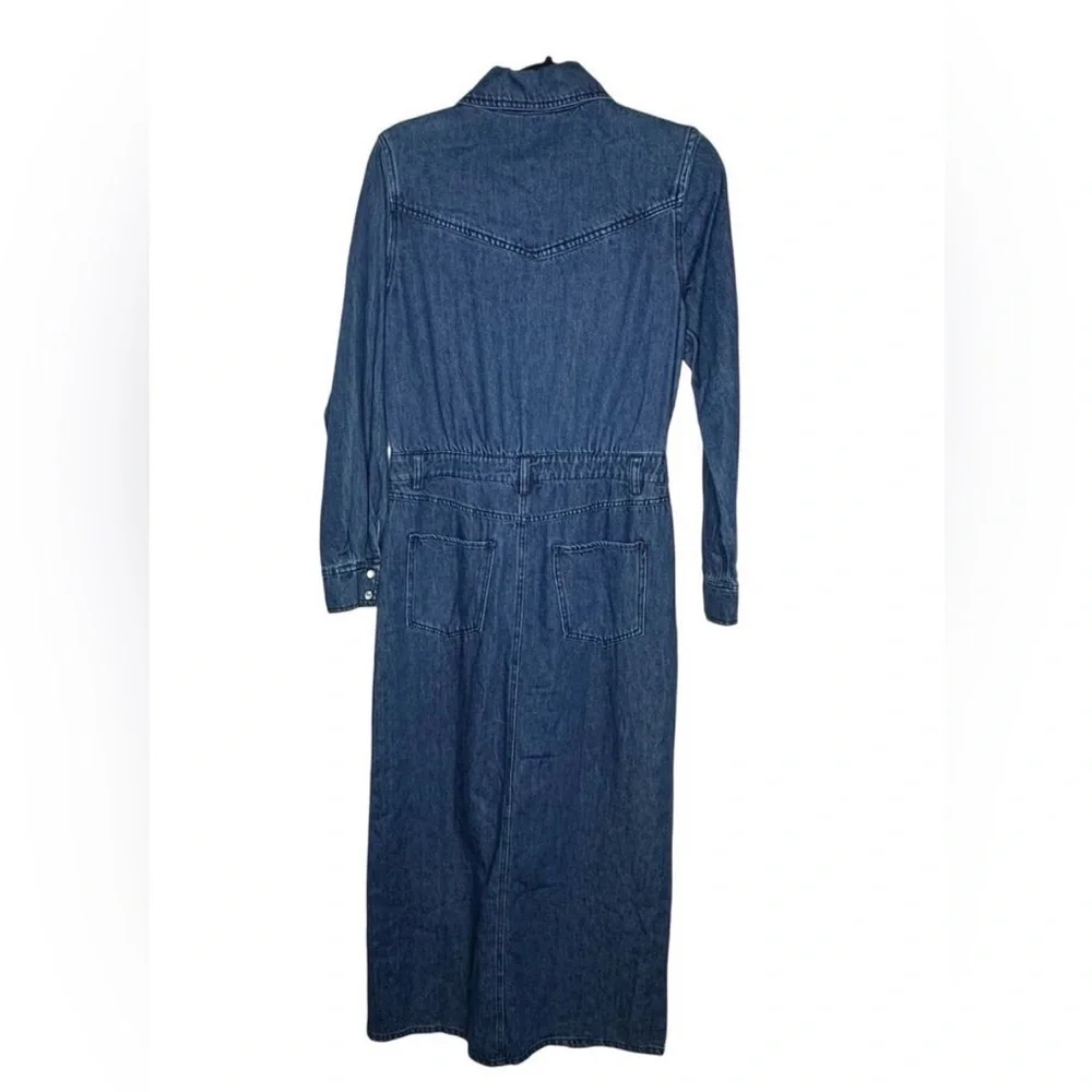 NWT Steve Madden "Dakoda" Denim Maxi Dress Pearl Snap – Size 6 - Picture 6 of 12